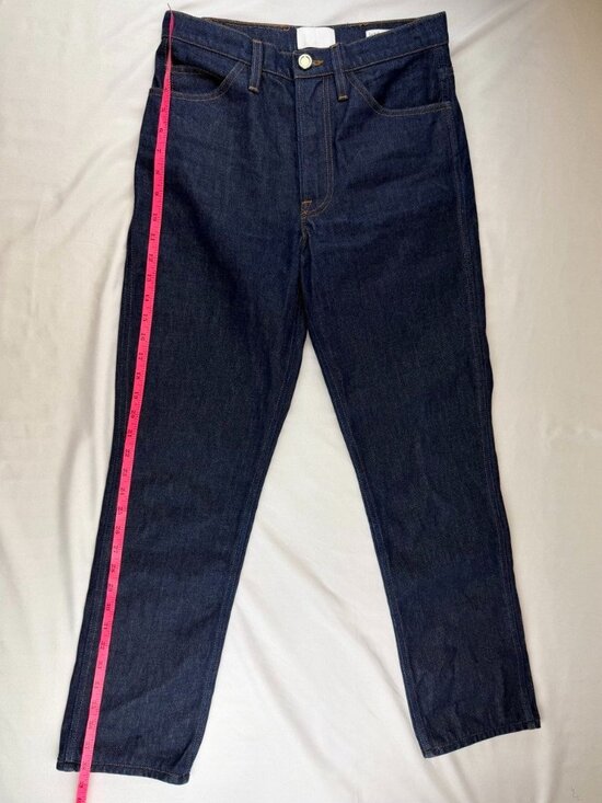 Frame Le Italien Womens Blue Dark Wash High Rise True Straight Jeans Sz 27 - Picture 11 of 12